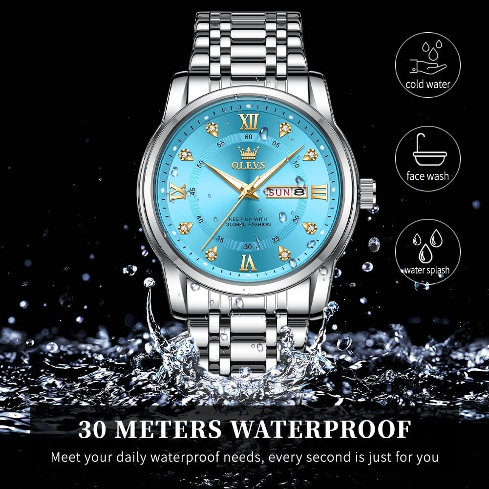 HOTOLEVS Watch for Men Skeleton Business Dress Stainless Steel Waterproof Luminous Mens Wrist Watch
