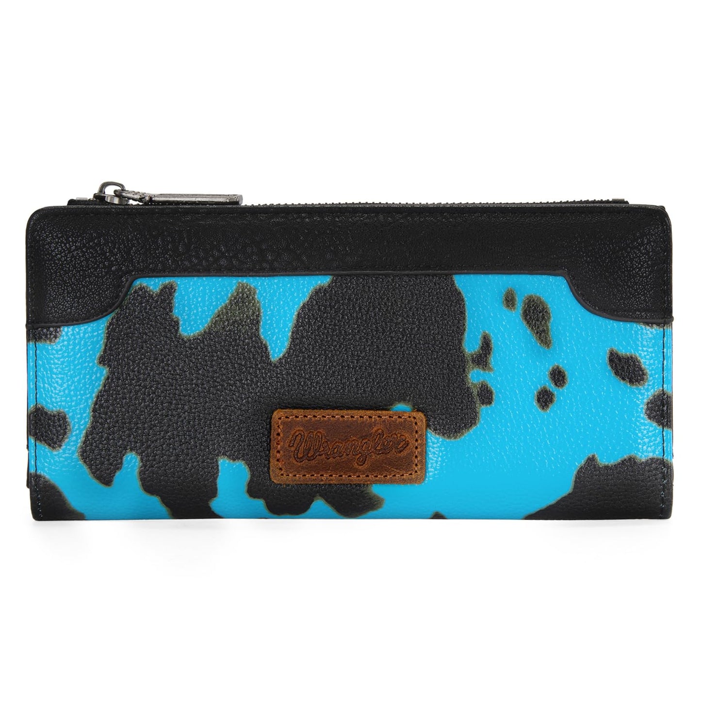 HOTMontana West Wrangler Cow Print Wallets Womens Bifold Credit Card Wallet Women's Wallets, Card Cases & Money Organizers Brown Wallet for Women Ladies Female Cash Wallett with Smooth Zipper