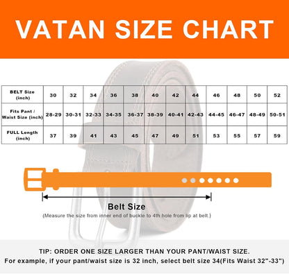HOTVATAN Men's Full Grain Leather Casual Every Day Jeans Belts, Handmade Men Leather Belt with Gift Box
