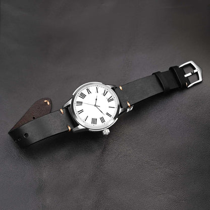 HOTBISONSTRAP Men's Watch Bands, Hand-Stitched Leather Watch Straps, Quick Release, 18mm 19mm 20mm 21mm 22mm