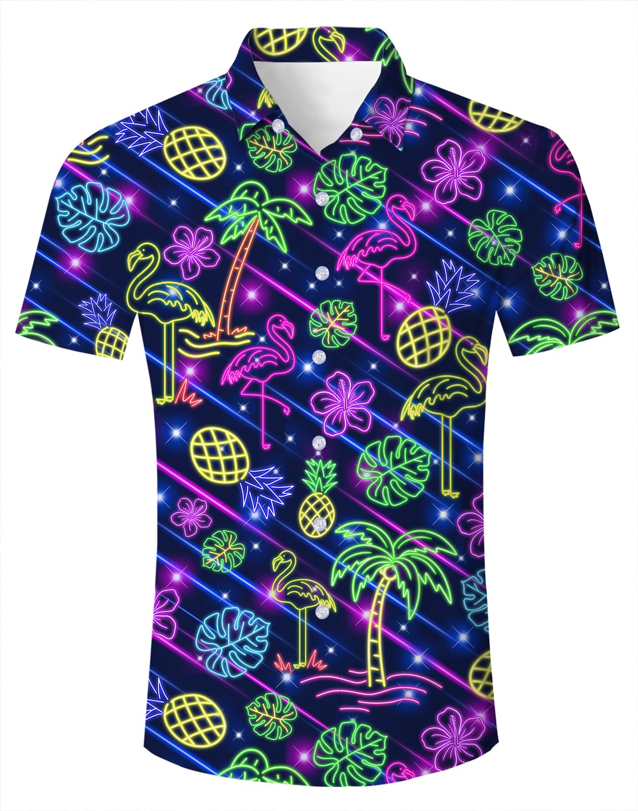 HOTuideazone Mens Funny Hawaiian Shirts 3D Graphic Button Down Short Sleeve Tropical Holiday Beach Aloha Shirt