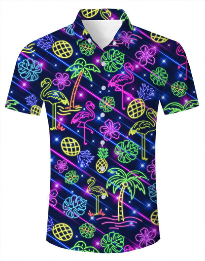 HOTuideazone Mens Funny Hawaiian Shirts 3D Graphic Button Down Short Sleeve Tropical Holiday Beach Aloha Shirt