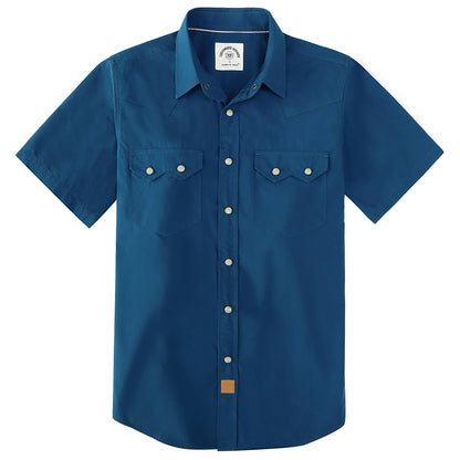 HOTDubinik® Pearl Snap Western Shirts for Men Short Sleeve Cowboy Men's Casual Shirt with 2 Sawtooth Pocket Vintage