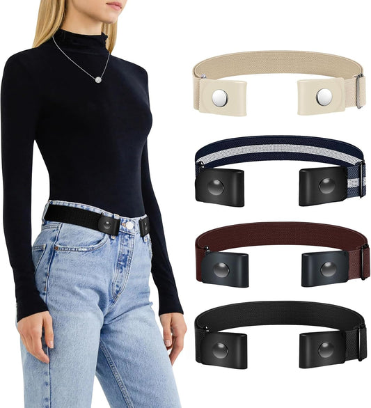 HOTTOURZOO Belts for Women/Men Buckle Free Elastic Belt Invisible No Buckle Stretch Waist Belt For Jean Pants,Dresses,No Bulge