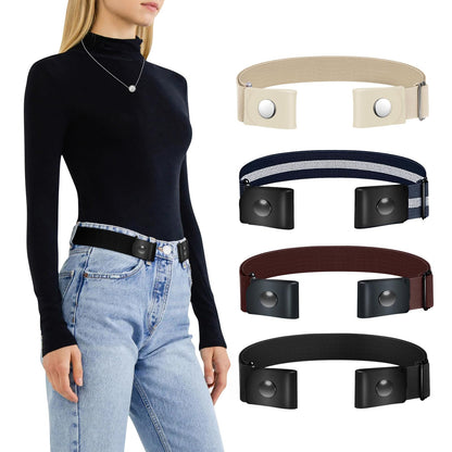 HOTTOURZOO Belts for Women/Men Buckle Free Elastic Belt Invisible No Buckle Stretch Waist Belt For Jean Pants,Dresses,No Bulge