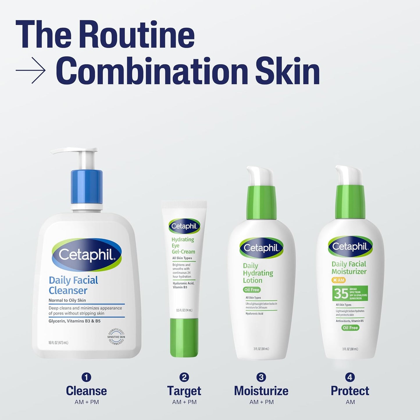 HOTCetaphil Daily Hydrating Lotion for Face, With Hyaluronic Acid, 3 fl oz, Lasting 24 Hour Hydration, for Combination Skin, No Added Fragrance, Non-Comedogenic