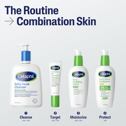 HOTCetaphil Daily Hydrating Lotion for Face, With Hyaluronic Acid, 3 fl oz, Lasting 24 Hour Hydration, for Combination Skin, No Added Fragrance, Non-Comedogenic