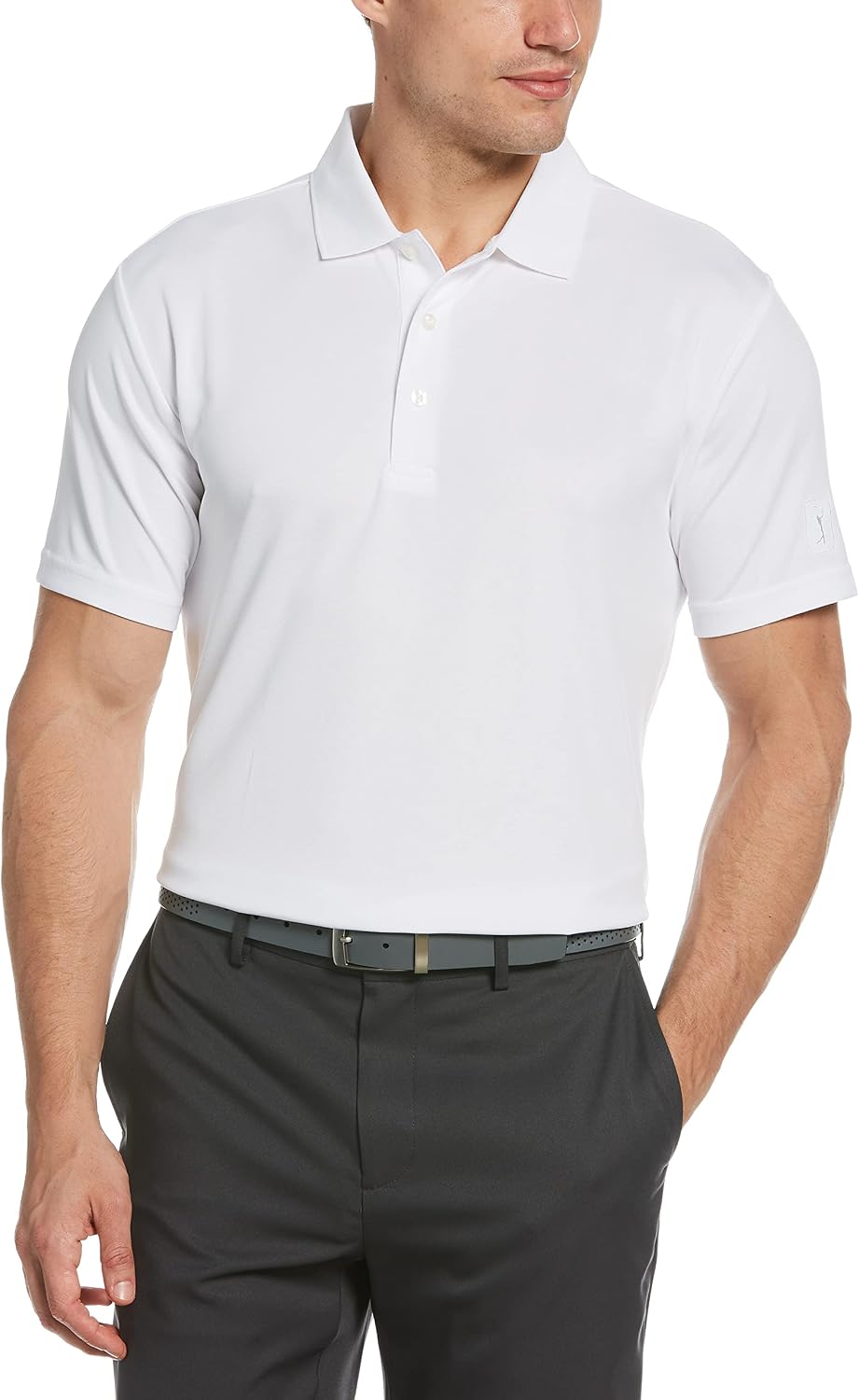 HOTPGA Tour Men's Airflux Solid Mesh Short Sleeve Classic Golf Polo Shirt