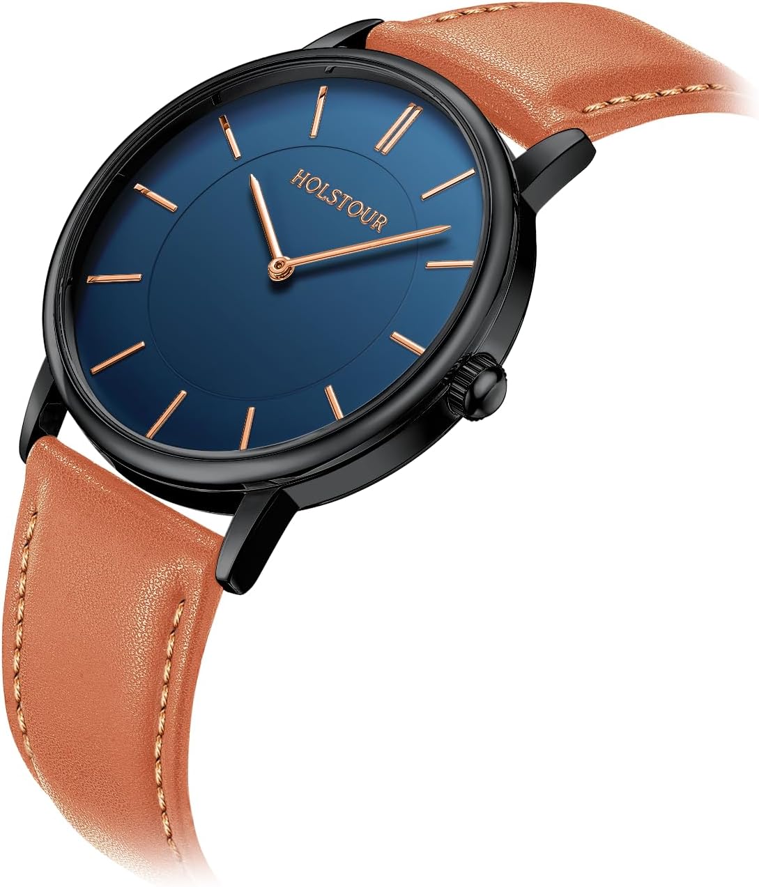 HOTHOLSTOUR Watches for Men Minimalist Business Style Analog Quartz Watch | Leather Strap,Waterproof,Exquisite gifts perfect for men, boyfriends, husbands, and fathers