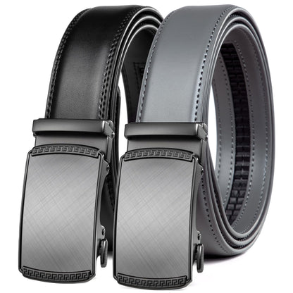 HOTFounders & C Mens Belt 2 Pack,Leather Ratchet Click Belt Dress with Slide Buckle 1 3/8" in Gift Set Box- Size Adjustable