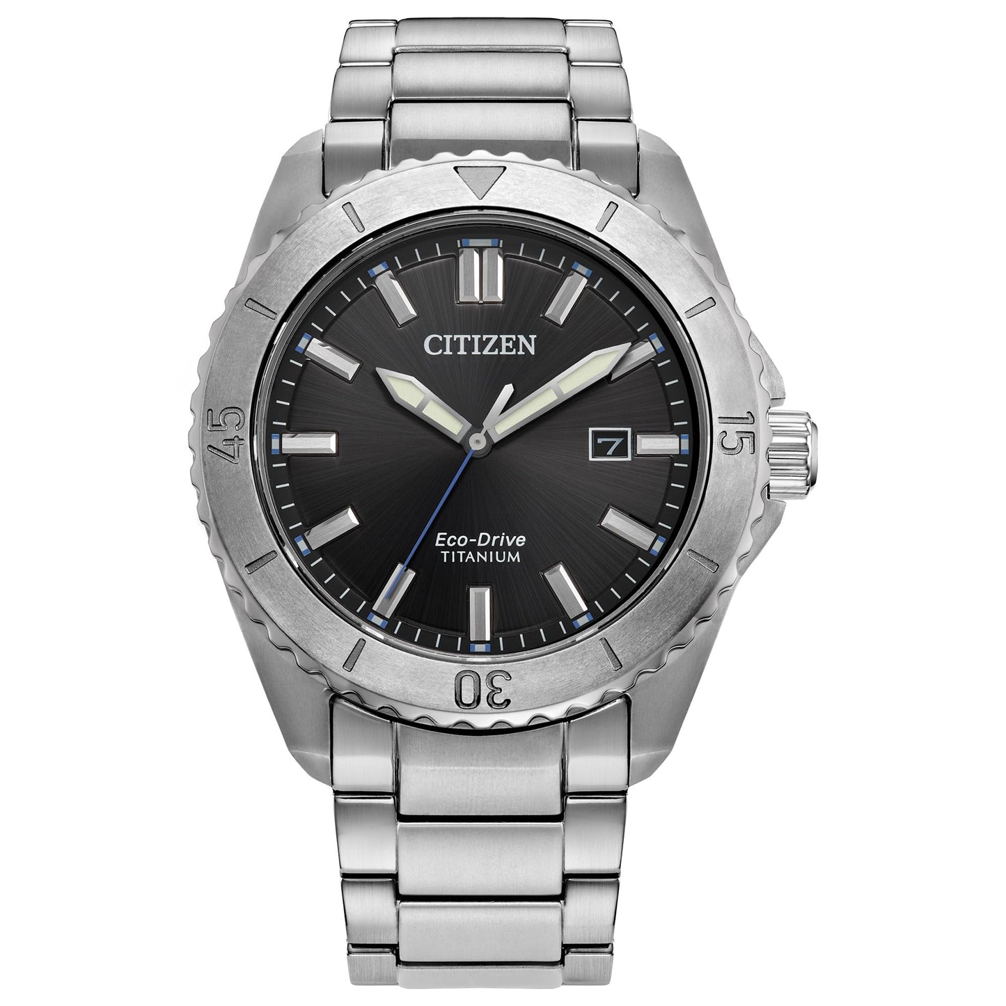 HOTCitizen Men's Eco-Drive Brycen Sport Casual Watch, Silver-Tone Super Titanium Case, 3 Hand, Date