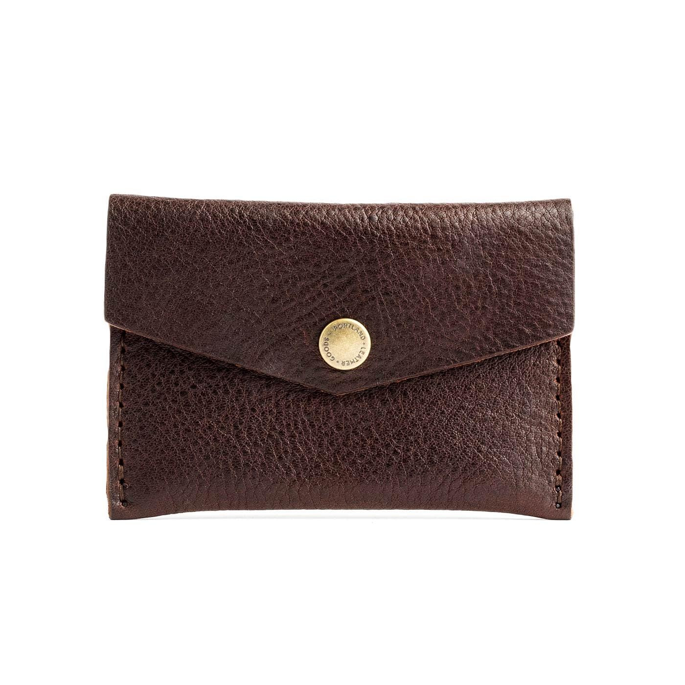 HOTPortland Leather Goods Mini Envelope Wallet for Women – Handmade from the Finest Full-Grain Hides – Features Two Interior Pockets with Secure Snap Closure – Cognac