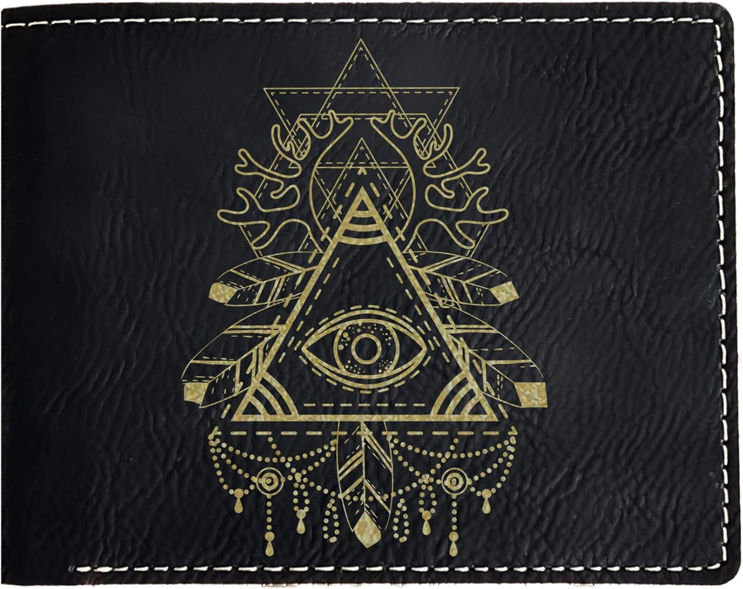 HOTEngraved Leather Wallet: Third Eye Design, Unique Gift for Holidays - Perfect for Dad, Mom, Brother, Sister, Friend, Teacher on Christmas