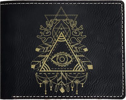 HOTEngraved Leather Wallet: Third Eye Design, Unique Gift for Holidays - Perfect for Dad, Mom, Brother, Sister, Friend, Teacher on Christmas