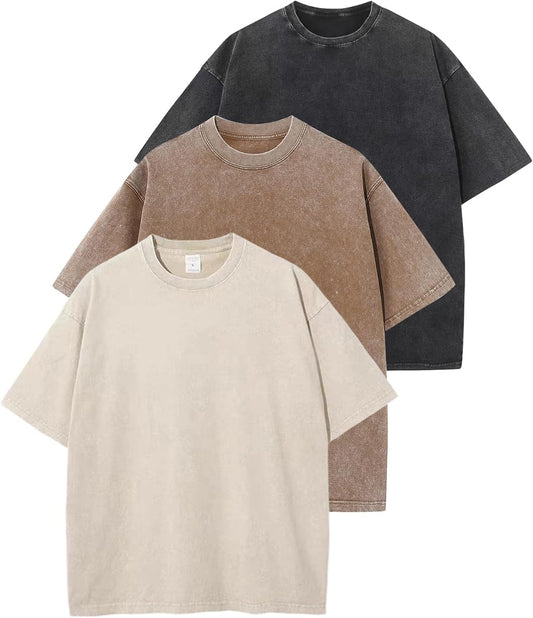 HOTArssm Men Oversized T Shirts Vintage Tee Loose Fit Short Sleeve Casual Streetwear Baggy Washed Unisex Tops