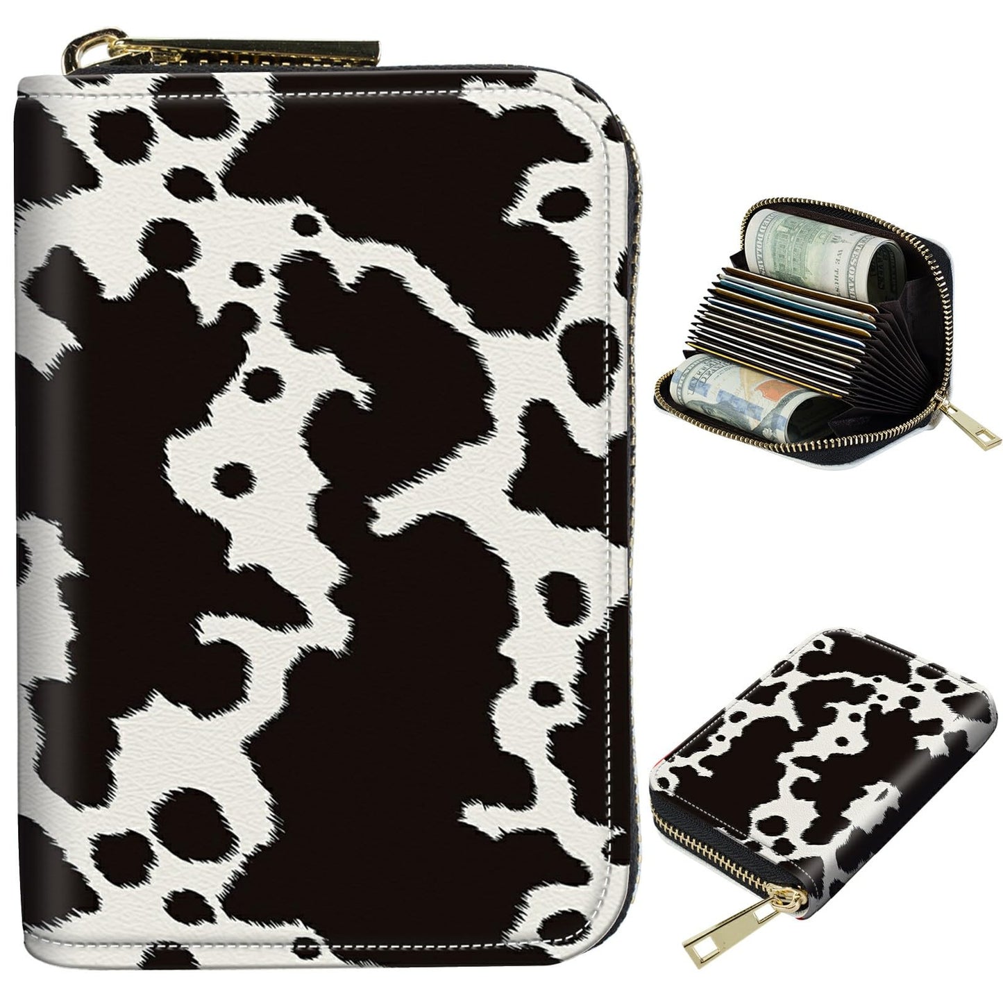 HOTCute Credit Card Holder with Zipper, Crow Skull RFID-Blocking Card Case Small Wallet for Women Men, Multi-slot Card Organizer Case Travel Accordion Wallet