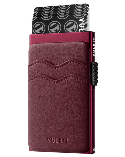 HOTVULKIT Credit Card Holder Minimalist Slim Pop Up Wallet with Leather Slots RFID Blocking for Men and Women Holds 7 Cards and Notes Rose