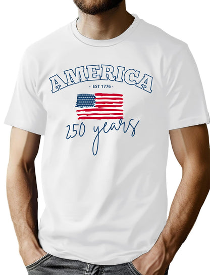 HOT250th Anniversary USA Shirts for Men American Flag T-Shirt 4th of July Shirt 250 Years Birthday Patriotic Tops