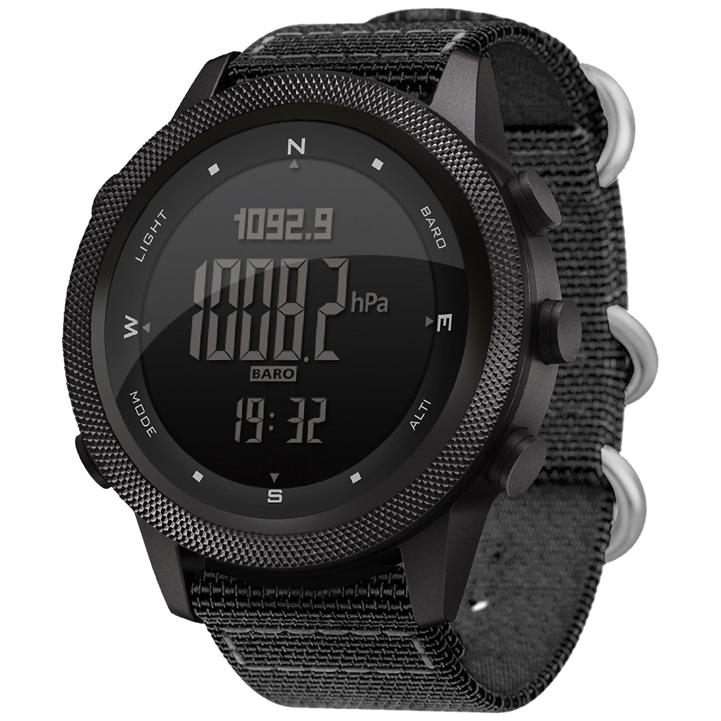 HOTDIDITIME Tactical Watches for Men, Military Watches for Men, Waterproof 164FT, Fitness Watch, Mens Digital Watches with Compass, Metronome, Pedometer, Lightweight Breathable Nylon Watch