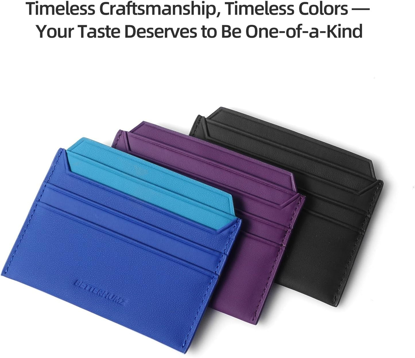 HOTBETTERHUMZ Credit Card Case Nappa Leather Material for Men and Women Card Holder Slim Wallet 8 Slots and 1 Pocket (Purple)
