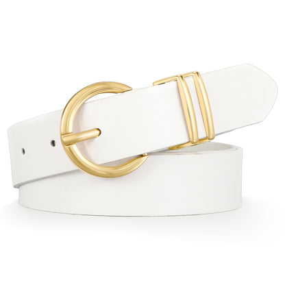 HOTWHIPPY Women Leather Belt Fashion Design belt Gold Buckle Ladies Belt for Jeans Pants Dresses