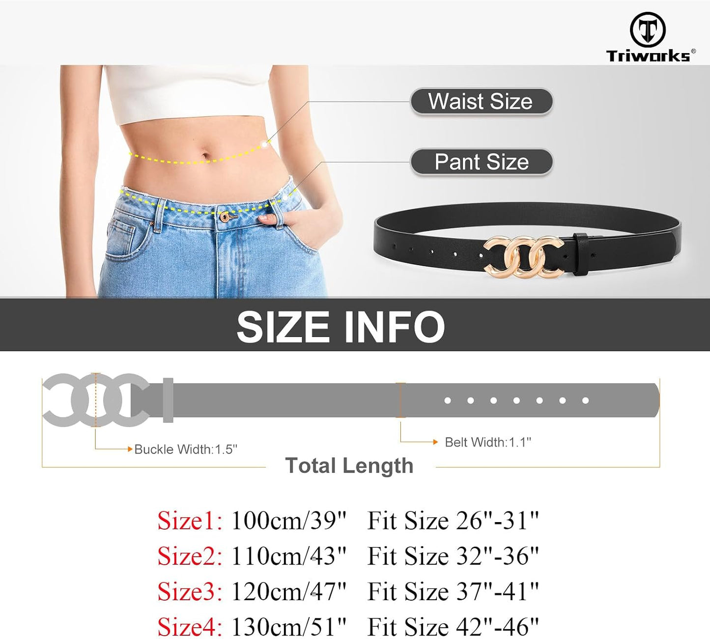 HOTTRIWORKS 3 Pack Women's Belts for Jeans Pants Fashion Waist Belts for Ladies Leather Belts