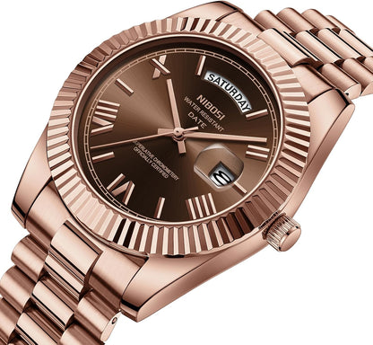 HOTNIBOSI Men Watches Analog Quartz Stainless Steel Rose Gold Silver Watches for Men Waterproof Business Classic Desiger Wrist Watch with Day Date