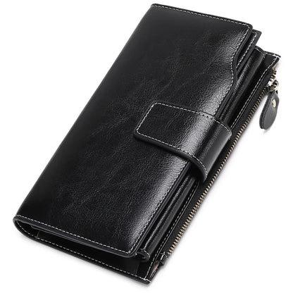 HOTSENDEFN Women Leather Wallets RFID Blocking Clutch Card Holder Ladies Purse with Zipper Pocket