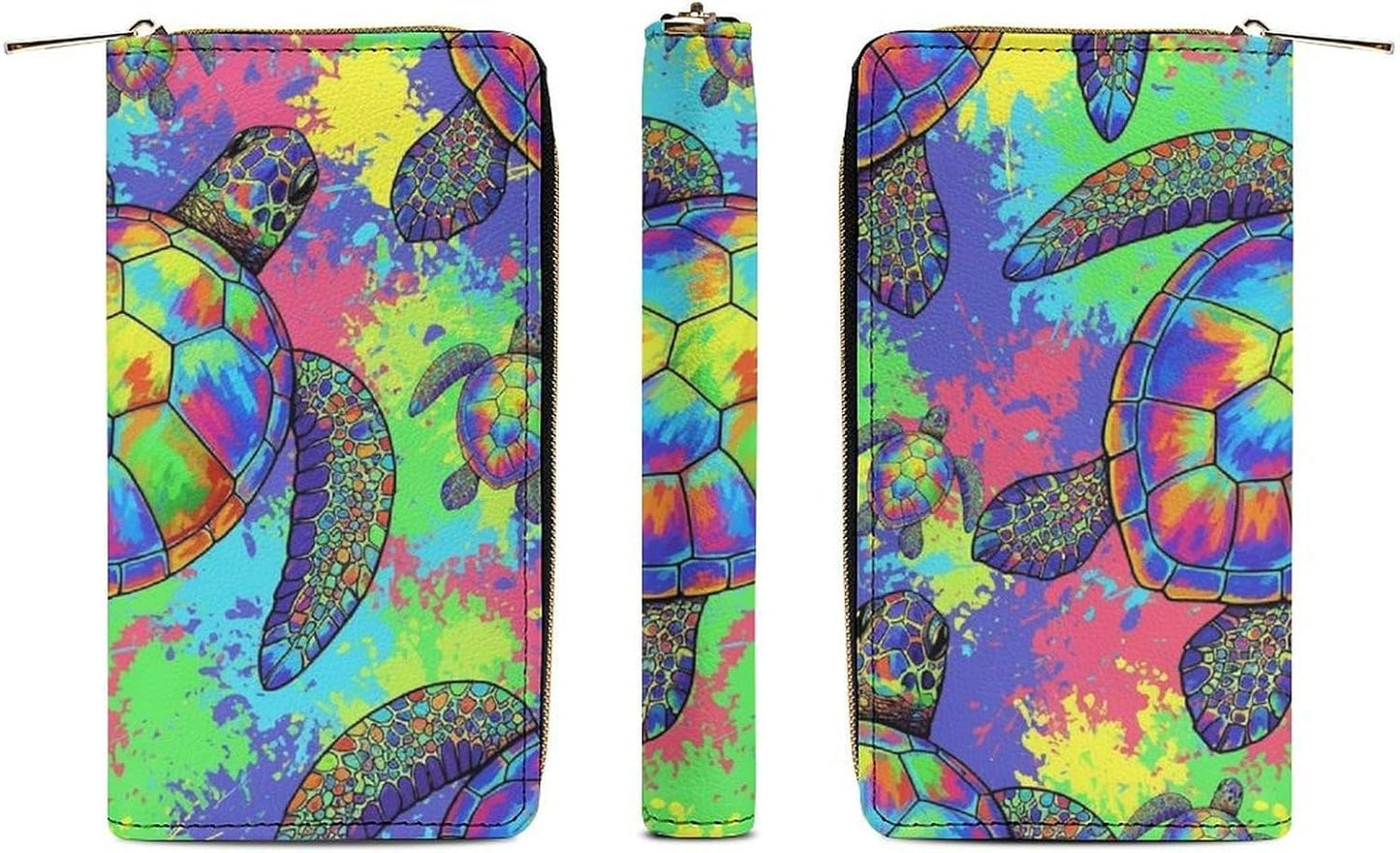 HOTWomen's Stylish Credit Card Wallet Cash Holder Organizer Slim Purse Watercolor Sea Turtle Long Wallets with Card Slots