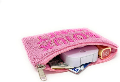 HOTPink Botox Money Beaded Coin Purse, Coin Pouch, Smalls Wallets for Her, Birthday Gifts, Botox Money Pouch, Pink Pouch Purse