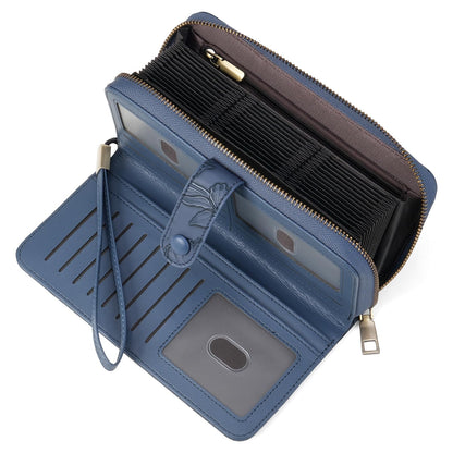 HOTSENDEFN Women's Credit Card Holder RFID Blocking Zip Around Leather Wallet Large Capacity Long Purse with Wristlet