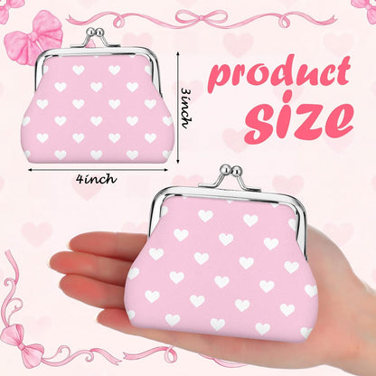 HOTRoowest 20 Pack Pink Bow Coin Purse Bulk Cute Clasp Kiss Lock Pouch Mini Wallet Party Favors for Girls Women Bachelorette Birthday Slumber Party Goodie Bag Stuffers Aesthetic Accessories
