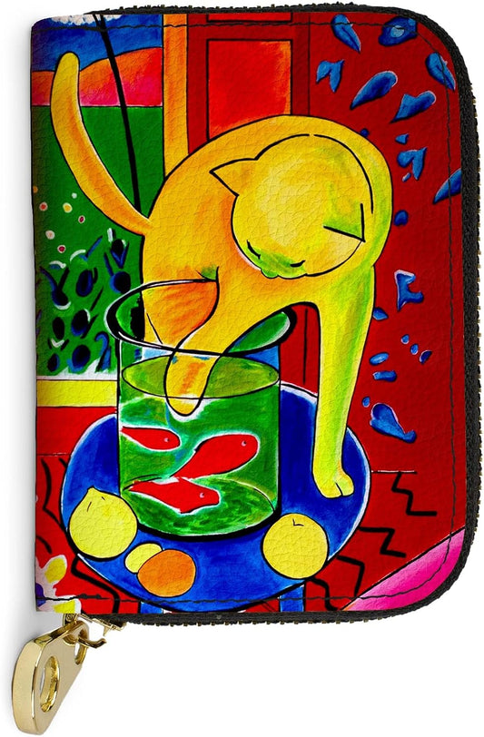 HOTMonarque RFID Secure Armored Zipper Wallet (Henri Matisse Cat)
