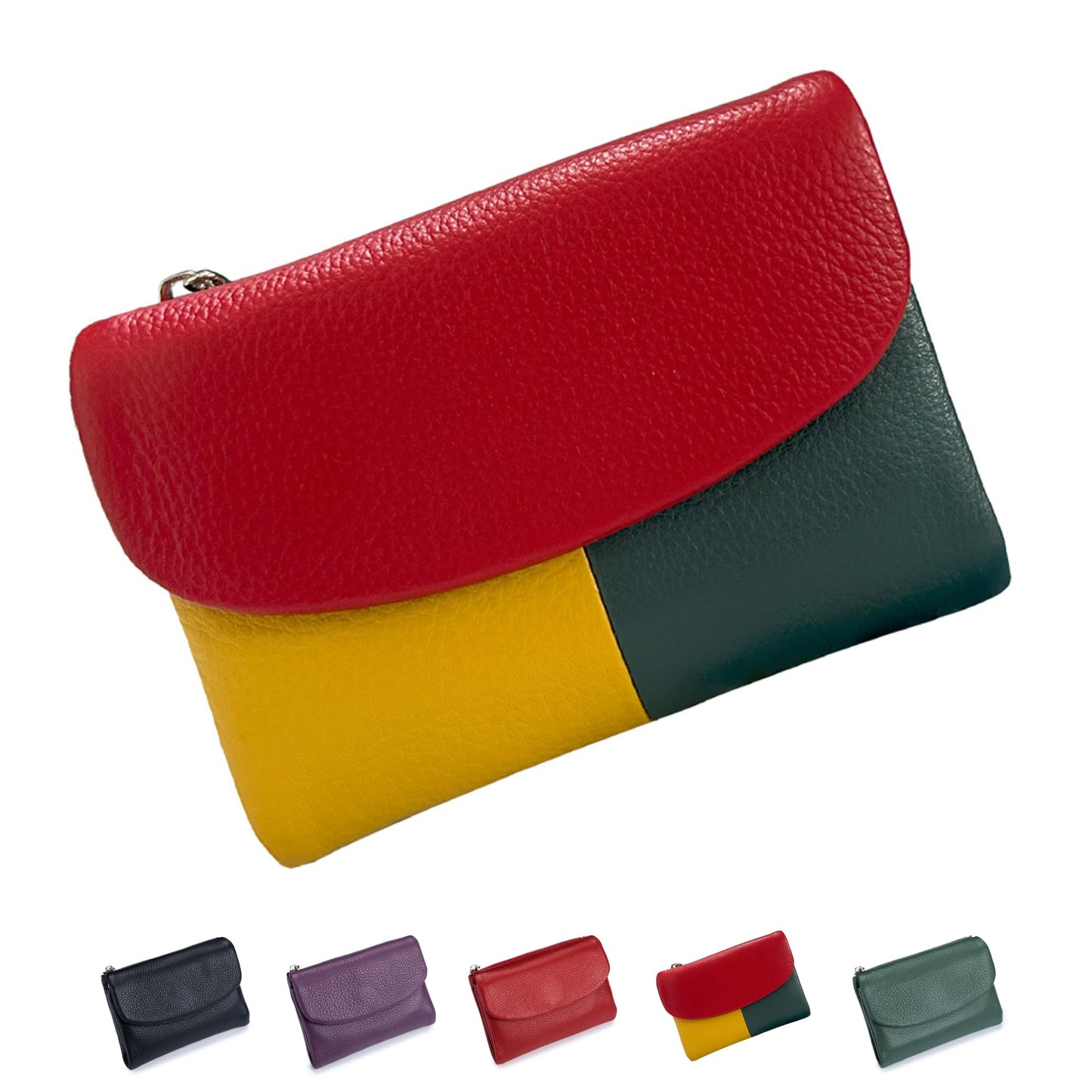 HOTNsciyise Premium Leather Wallet for Women, Red | Multi-Slot Card Holder, RFID Blocking Protection, ID Window, Zipper Coin Purse, Trifold Genuine Cowhide