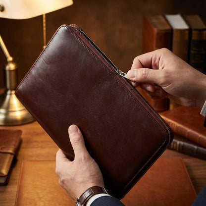 HOTFull Grain Leather Checkbook Cover for Multiple Check Books - Checkbook Organizer for Up to 6 Books With Duplicate Checks - Checkbook Holder for Women and Men, Gift for Loved Ones