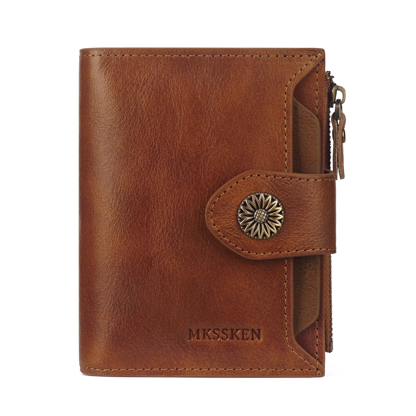 HOTRFID Wallet Women,Bifold Leather Womens Wallet,Compact Designer Carteras Para Mujer Card Holder with Removable ID Window(darkbrown)
