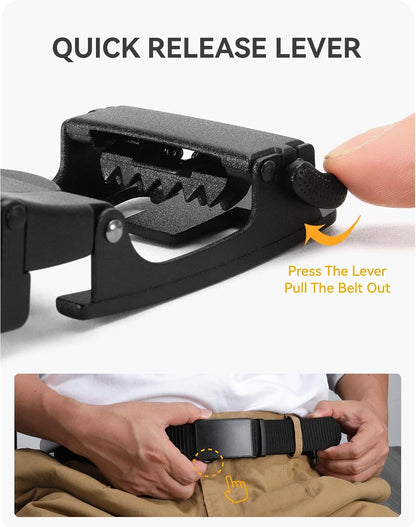 HOTCHAOREN 1.5" Nylon Ratchet Belts for Men - Adjustable Casual Work Belt with Slide Buckle - Trim to Fit