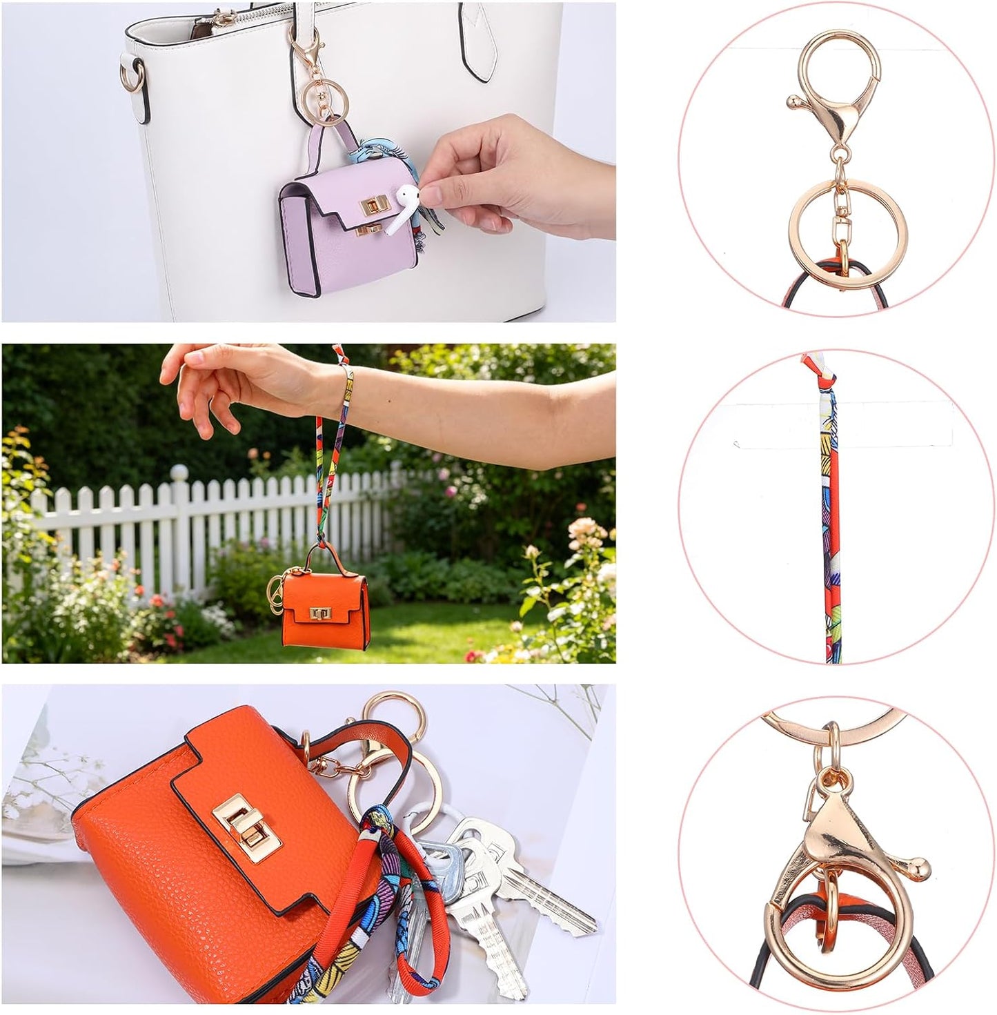 HOT8 Pcs Mini Backpack Keychain PU Leather Coin Purse, Small Crossover Multipurpose Zipper Pouch for Women, Cosmetic Makeup Bag, Card Holder, Cable Organizer, Giftable