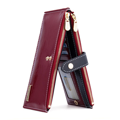 HOTANDOILT Women's Genuine Leather Wallet RFID Blocking Credit Card Holder Zipper Purse Cell Phone Handbag