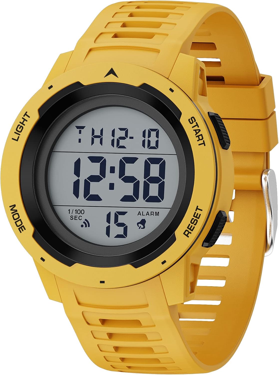 HOTGOLDEN HOUR Mens Waterproof Digital Sport Watches Wide Screen Easy Read Display Military Style with Rubber Strap