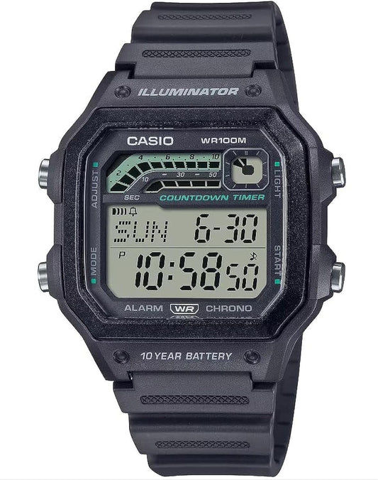 HOTCasio WS1600H Series | Men’s Watch | Sports Design | Stopwatch | Countdown Timer | LED Light with Afterglow | 100M WR | Daily Alarm | Auto Calendar | World Time | 10 Year Battery