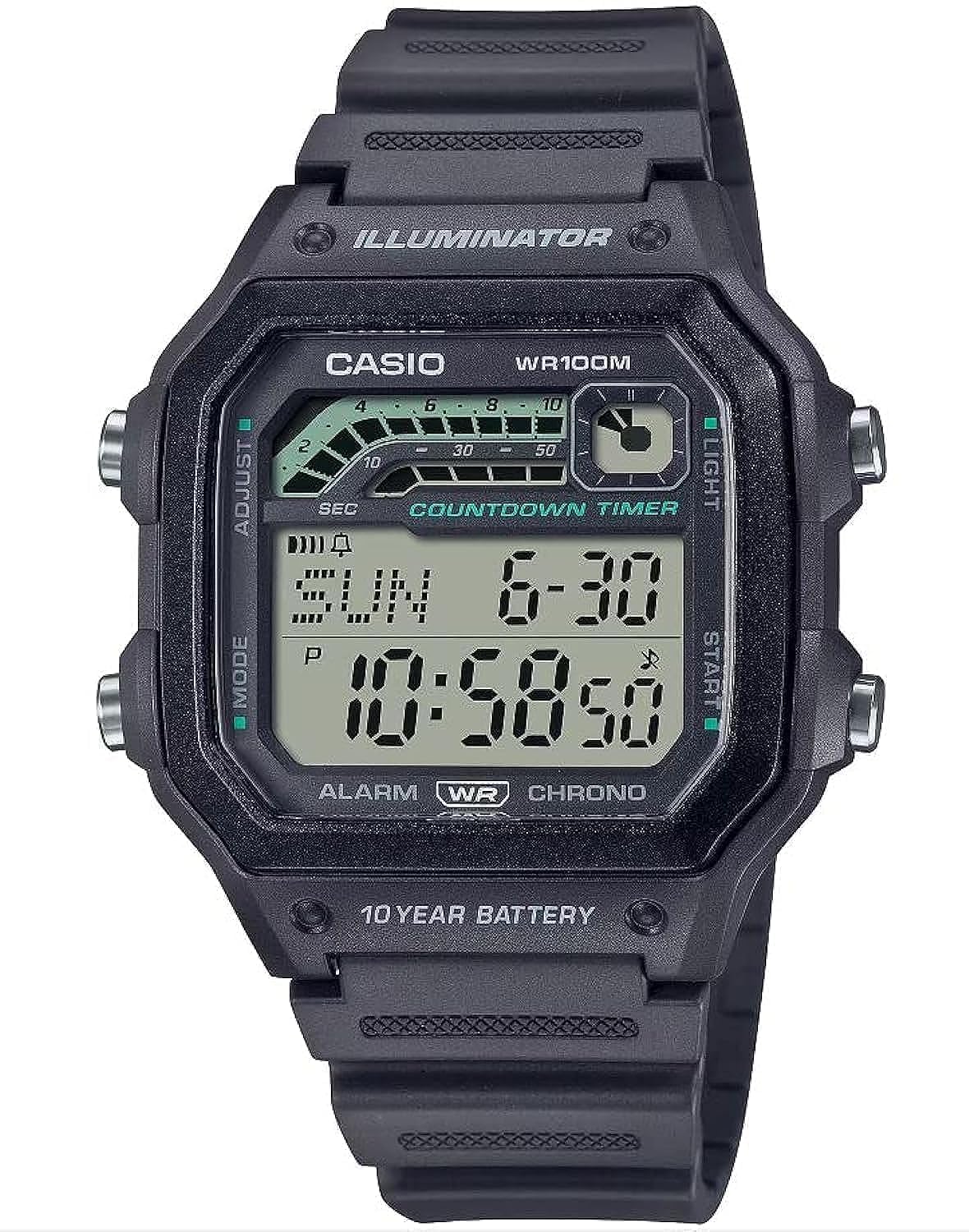 HOTCasio WS1600H Series | Men’s Watch | Sports Design | Stopwatch | Countdown Timer | LED Light with Afterglow | 100M WR | Daily Alarm | Auto Calendar | World Time | 10 Year Battery