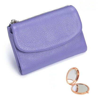 HOTUnisex Pebble Leather Wallet, Multicolor Genuine Leather Short Wallets for Women & Men, Small Full Grain Coin Purse with Credit Card Holder for Coins and Cards (#12)