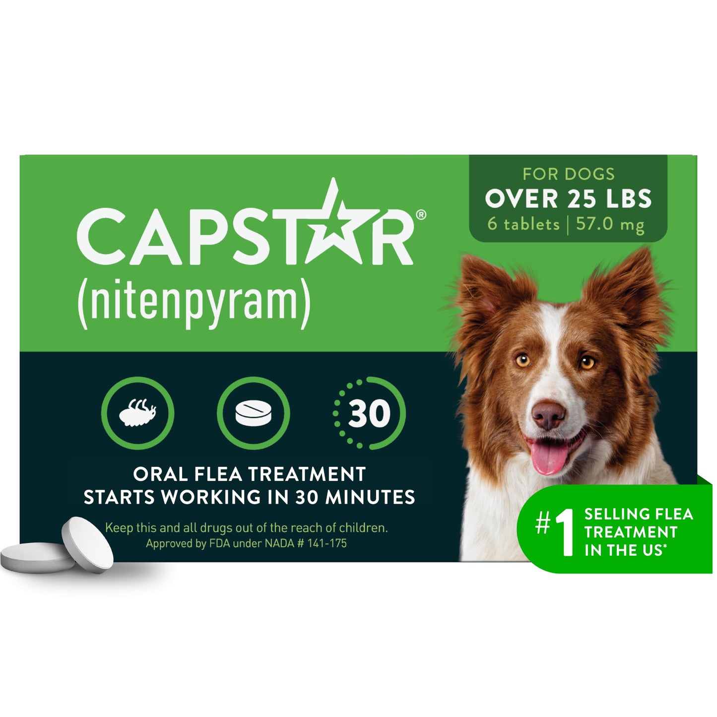 HOTCapstar (Nitenpyram) Fast-Acting Oral Flea Treatment for Dogs 2-25 Lbs, Vet-Recommended Medication Tablets, Flea Tablets for Dogs Start Killing in 30 Minutes, 6 Doses