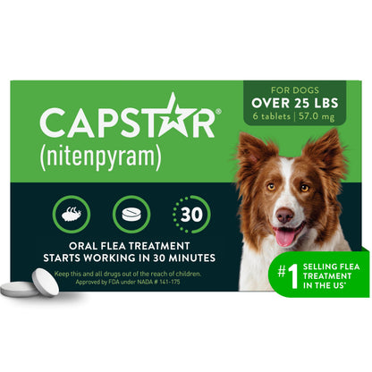 HOTCapstar (Nitenpyram) Fast-Acting Oral Flea Treatment for Dogs 2-25 Lbs, Vet-Recommended Medication Tablets, Flea Tablets for Dogs Start Killing in 30 Minutes, 6 Doses