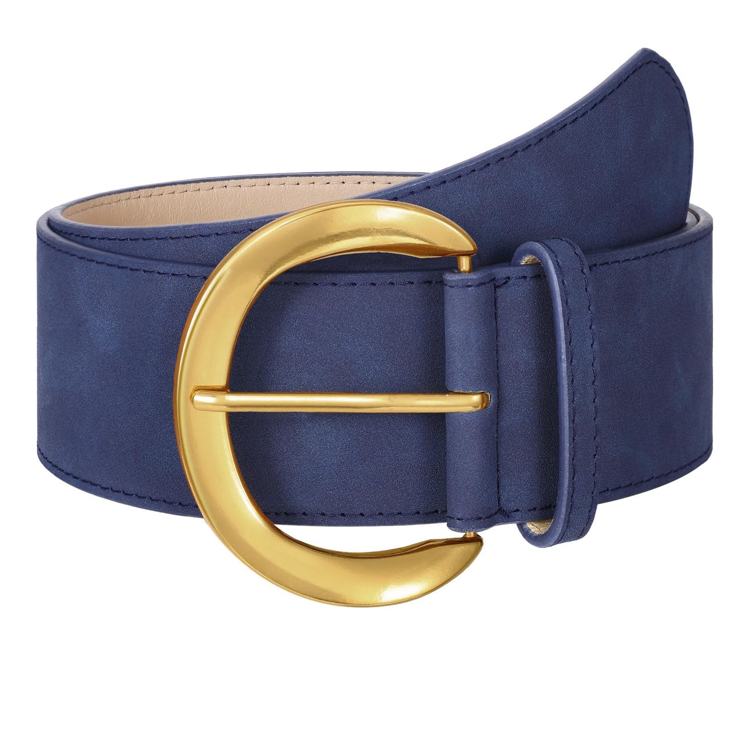 HOTWHIPPY Women’s Wide Leather Belt for Dresses Fashion Casual Laides Thick Suede Belt with Gold Buckle