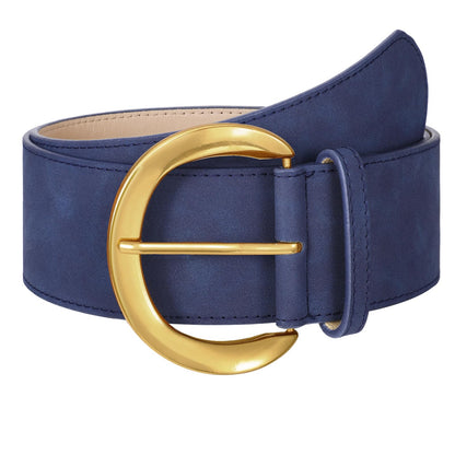 HOTWHIPPY Women’s Wide Leather Belt for Dresses Fashion Casual Laides Thick Suede Belt with Gold Buckle