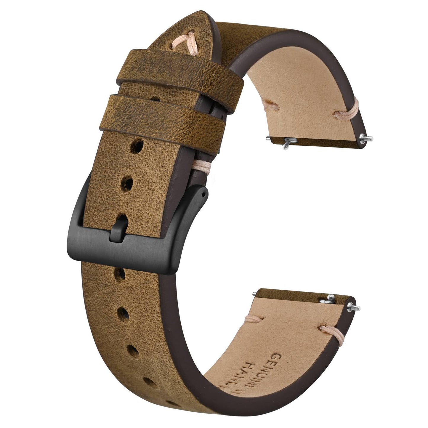 HOTBISONSTRAP Distressed Leather Watch Strap, Watch Replacement Bands for Men, Quick Release Spring Bars, Band Width 18mm 19mm 20mm 22mm 24mm