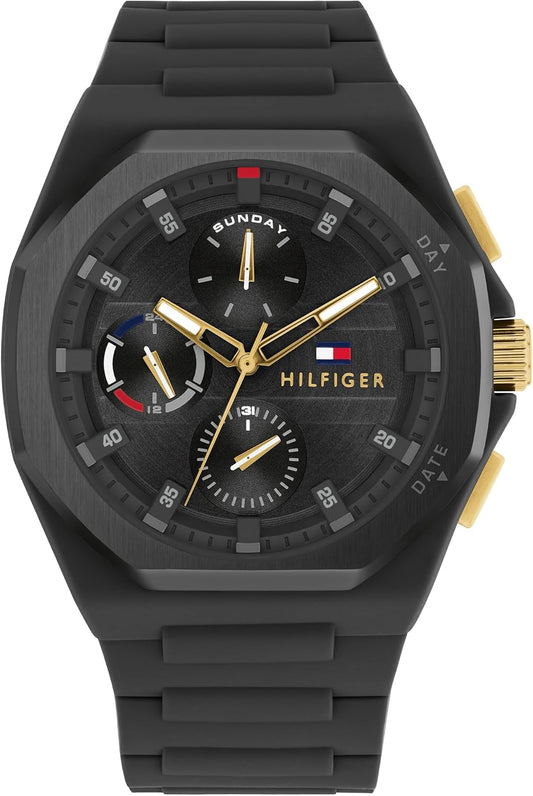 HOTTommy Hilfiger Mens Sporty Watch - Multifunction Silicone Wristwatch - Water Resistant up to 5 ATM/50 Meters - Premium Fashion Timepiece for All Occasions - 44 mm
