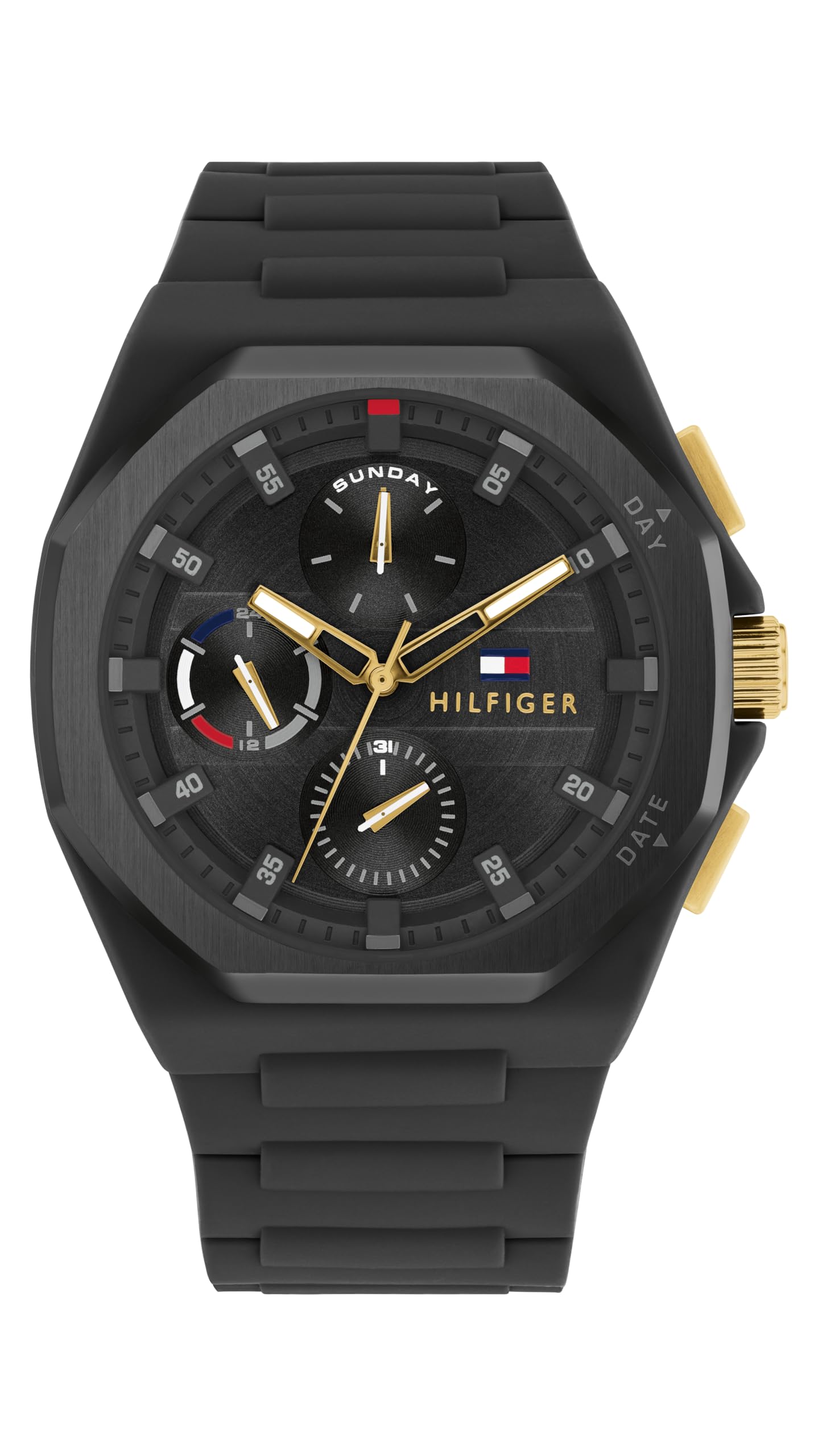 HOTTommy Hilfiger Mens Sporty Watch - Multifunction Silicone Wristwatch - Water Resistant up to 5 ATM/50 Meters - Premium Fashion Timepiece for All Occasions - 44 mm